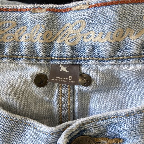 Eddie Bauer Jean Crop Women 8 Med Boyfriend Pocket Design Light Wash Ankle CUTE - Picture 5 of 7